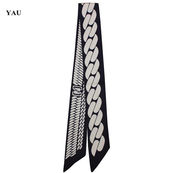 brand 95cm*5cm big chain printed bag strap small scarf women twill silk scarf headband long scarves bag accessories ribbon, Blue;gray
brand 95cm*5cm big chain printed bag strap small scarf women twill silk scarf headband long scarves bag accessories ribbon, Blue;gray