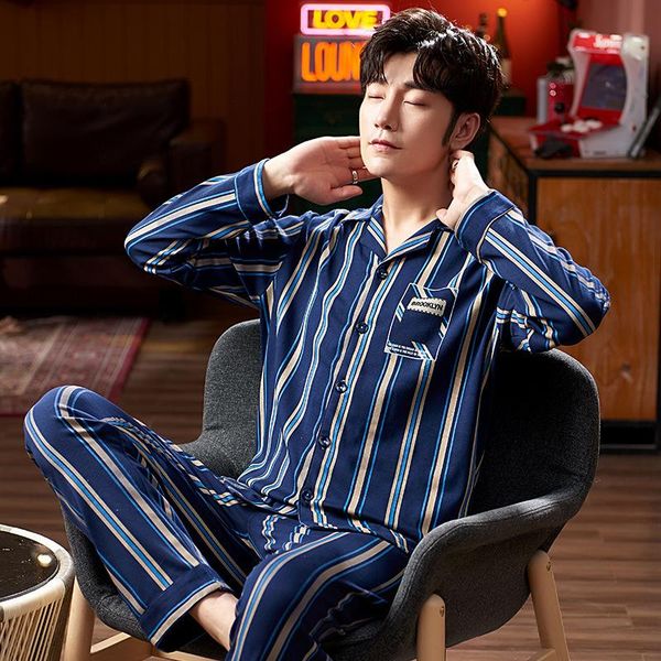 men's sleepwear pajamas long-sleeved cotton spring and autumn plus size trousers two-piece youth striped home wear suit pigiama uomo 20, Black;brown
men's sleepwear pajamas long-sleeved cotton spring and autumn plus size trousers two-piece youth striped home wear suit pigiama uomo 20, Black;brown