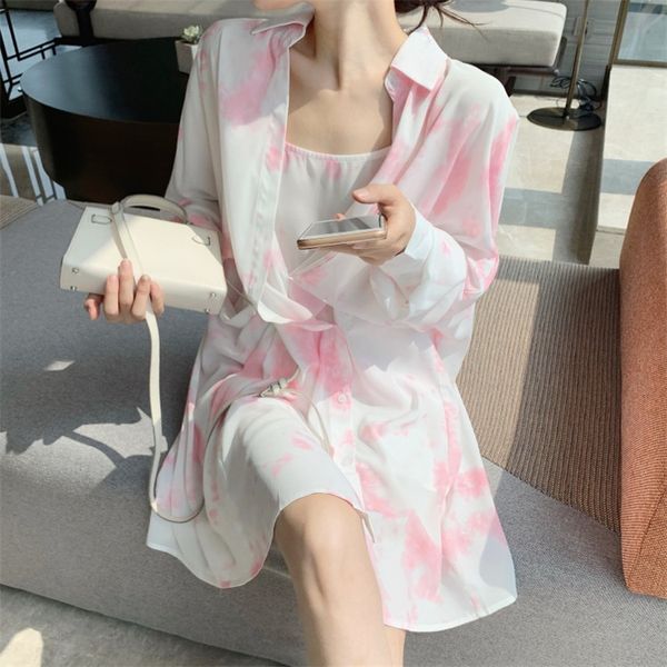french lazy pink tie-dyed irregular sling two-piece long shirt 2020 dresssling dress summer sweet sunscreen dress lyanj, Gray
french lazy pink tie-dyed irregular sling two-piece long shirt 2020 dresssling dress summer sweet sunscreen dress lyanj, Gray