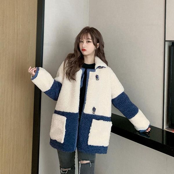 women's fur & faux 2021 women autumn winter fashion imitation lamb wool jacket female button slim plush short outwear ladies casual poc, Black
women's fur & faux 2021 women autumn winter fashion imitation lamb wool jacket female button slim plush short outwear ladies casual poc, Black