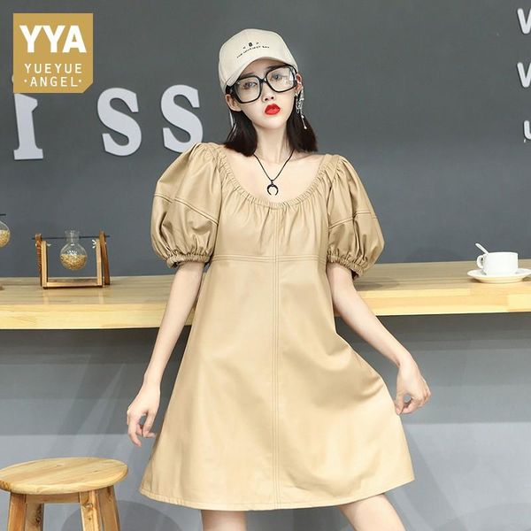 vintage 2020 new women short puff sleeve slash neck dress loose fit genuine leather dress retro short french princess, White;black
vintage 2020 new women short puff sleeve slash neck dress loose fit genuine leather dress retro short french princess, White;black