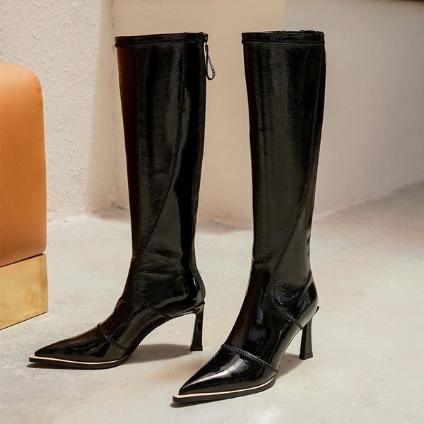 boots bottes femme 2021 brand winter knee high women's shoes patent leather fashion nightclub stretch mujer, Black
boots bottes femme 2021 brand winter knee high women's shoes patent leather fashion nightclub stretch mujer, Black