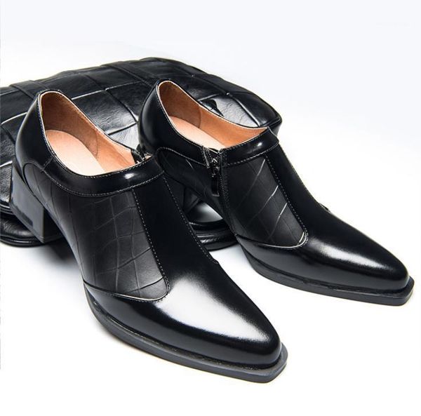 pointed toe genuine leather dress men shoes high heel men's england trends business man shoes height increasing elevator1, Black
pointed toe genuine leather dress men shoes high heel men's england trends business man shoes height increasing elevator1, Black