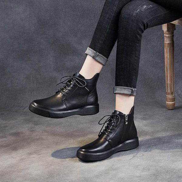 boots genuine leather short women's spring autumn motorcycle single flat bottom all-match winter lace-up ankle, Black
boots genuine leather short women's spring autumn motorcycle single flat bottom all-match winter lace-up ankle, Black