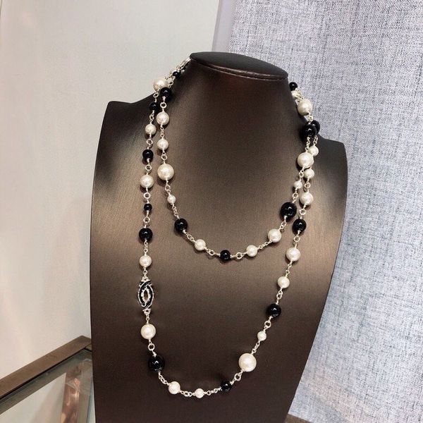 fashion brand hight version designer black letter pearl necklace for women wedding lovers gift luxury jewelry for bride with box, Silver
fashion brand hight version designer black letter pearl necklace for women wedding lovers gift luxury jewelry for bride with box, Silver