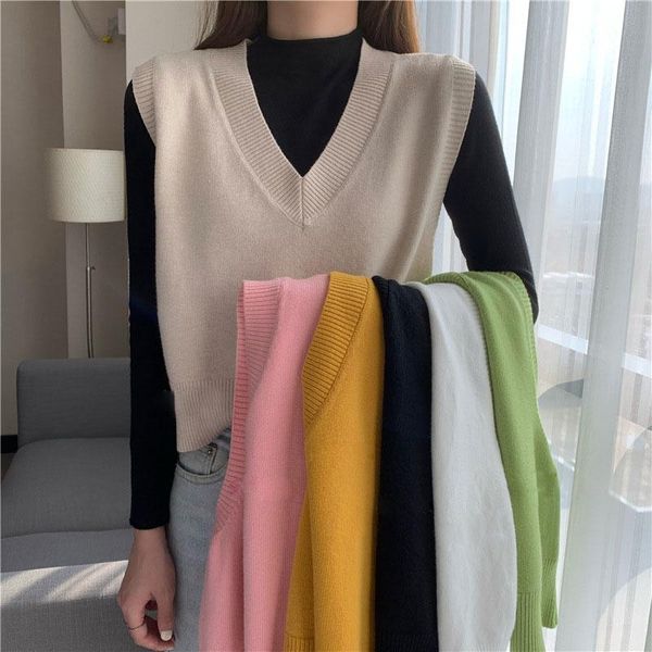 female knitted vest waistcoat chic trendy solid color v neck sweater pullover sleeveless jumper tank vintage top, White;black
female knitted vest waistcoat chic trendy solid color v neck sweater pullover sleeveless jumper tank vintage top, White;black