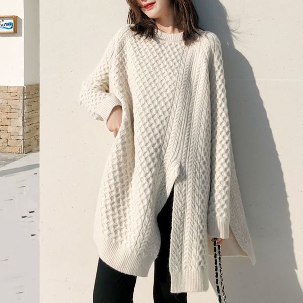 2021 female knitted over long outwear sweater knit fashion casual division solid color autumn around neck f471, White;black
2021 female knitted over long outwear sweater knit fashion casual division solid color autumn around neck f471, White;black