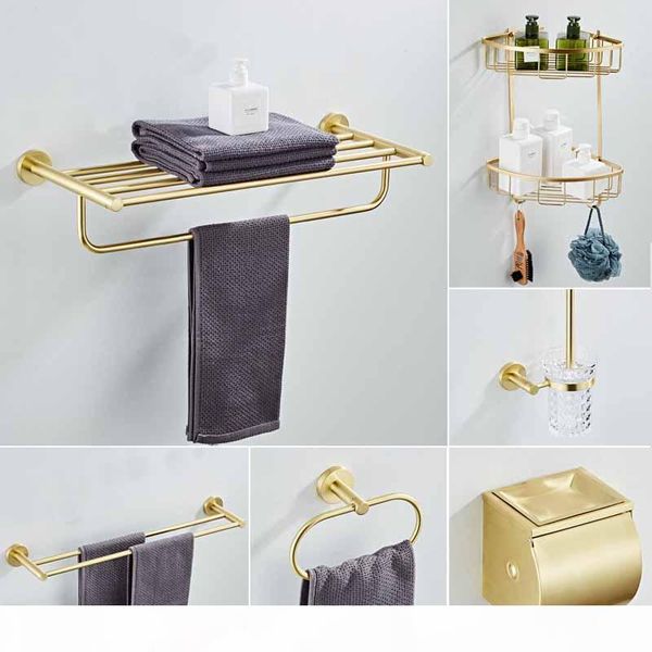 bathroom hardware set towel rack paper holder towel bar corner shelf toilet brush holder brushed golden bathroom accessories set bbyyrl 
bathroom hardware set towel rack paper holder towel bar corner shelf toilet brush holder brushed golden bathroom accessories set bbyyrl