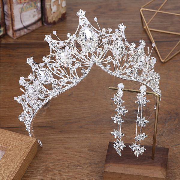 baroque bridal three piece atmosphere girl 18 year old princess dress crown wedding headdress, Silver
baroque bridal three piece atmosphere girl 18 year old princess dress crown wedding headdress, Silver