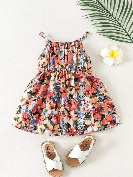 baby allover floral print cami dress she, Red;yellow 
baby allover floral print cami dress she, Red;yellow