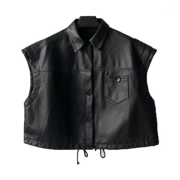 women's leather & faux genuine 2021 spring haining vest female sheepskin short korean version was thin sleeveless jacket1, Black
women's leather & faux genuine 2021 spring haining vest female sheepskin short korean version was thin sleeveless jacket1, Black