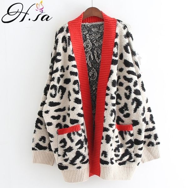 h.sa women fashion long sweater and cardigans open stitch leopard casual cardigans red and yellow oversized knit jacket out coat 201120, White;black
h.sa women fashion long sweater and cardigans open stitch leopard casual cardigans red and yellow oversized knit jacket out coat 201120, White;black