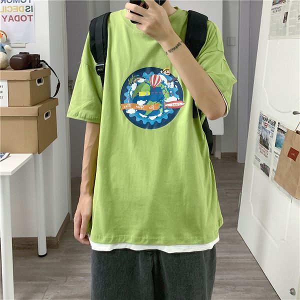 summer ins tide brand printed 5-sleeve men's korean couple casual loose base bf t-shirt, White;black
summer ins tide brand printed 5-sleeve men's korean couple casual loose base bf t-shirt, White;black