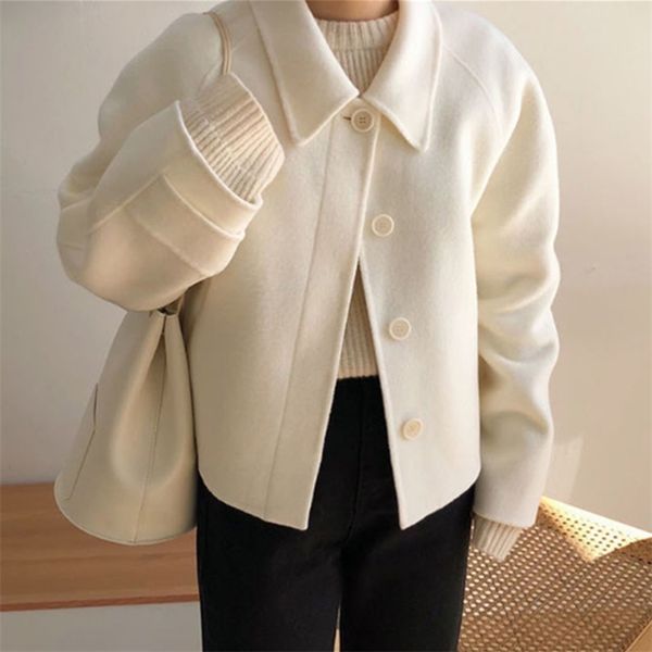 autumn winter women's blends korean style turn-down collar solid beige/grey warm coat female elegant long sleeve outerwear 201222, Black
autumn winter women's blends korean style turn-down collar solid beige/grey warm coat female elegant long sleeve outerwear 201222, Black