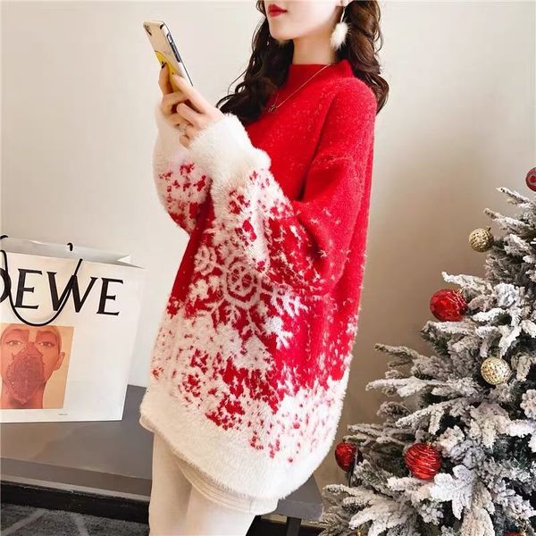 2021 new fashion female red christmas loose sweater imitation thick korean velvet mink students wear lazy nightgown 0ol1, White;black
2021 new fashion female red christmas loose sweater imitation thick korean velvet mink students wear lazy nightgown 0ol1, White;black