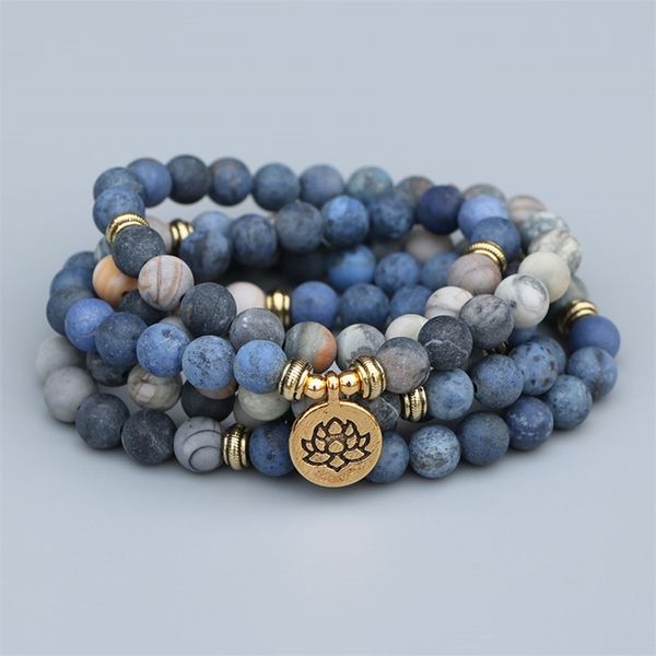 edothalia 108 beads mala lotus bracelet 8mm matte blue & picasso stone women men meditation yoga bracelets drop ship y200810, Black
edothalia 108 beads mala lotus bracelet 8mm matte blue & picasso stone women men meditation yoga bracelets drop ship y200810, Black