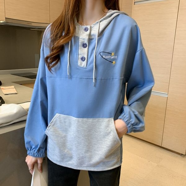 wfixg autumn thin sweater women's style student clothes sweater korean button hooded sweaterstitching embroidered mouth pocket lazy s, Black
wfixg autumn thin sweater women's style student clothes sweater korean button hooded sweaterstitching embroidered mouth pocket lazy s, Black