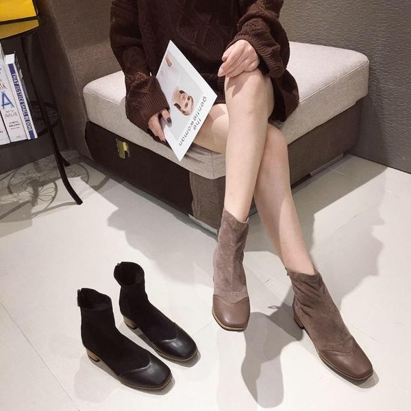 boots suede flat heel thin women's versatile square head splicing short 2021 leisure ins back zipper comfortable, Black
boots suede flat heel thin women's versatile square head splicing short 2021 leisure ins back zipper comfortable, Black