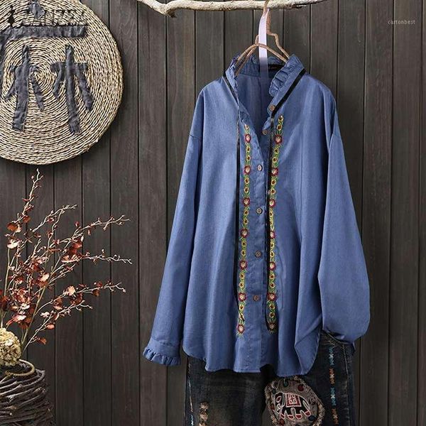 women's blouses & shirts zanzea spring long sleeve shirt fashion ruffles collar denim blue blouse women casual lace-up floral embroider, White
women's blouses & shirts zanzea spring long sleeve shirt fashion ruffles collar denim blue blouse women casual lace-up floral embroider, White