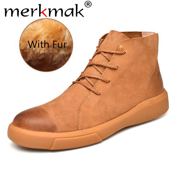 merkmak new genuine leather autumn winter men boots cow leather waterproof ankle boots short outdoor shoes with fur men shoes t200327, Black
merkmak new genuine leather autumn winter men boots cow leather waterproof ankle boots short outdoor shoes with fur men shoes t200327, Black