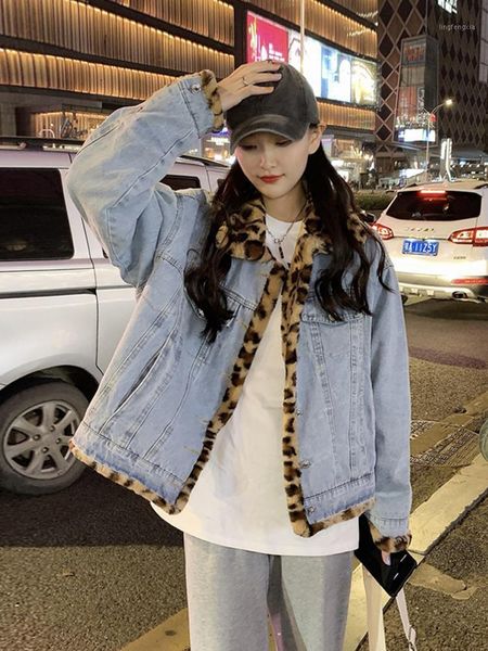 winter korean style loose all-matching reverse leopard print denim coat women's thickened salt style fashion1, Black;brown
winter korean style loose all-matching reverse leopard print denim coat women's thickened salt style fashion1, Black;brown