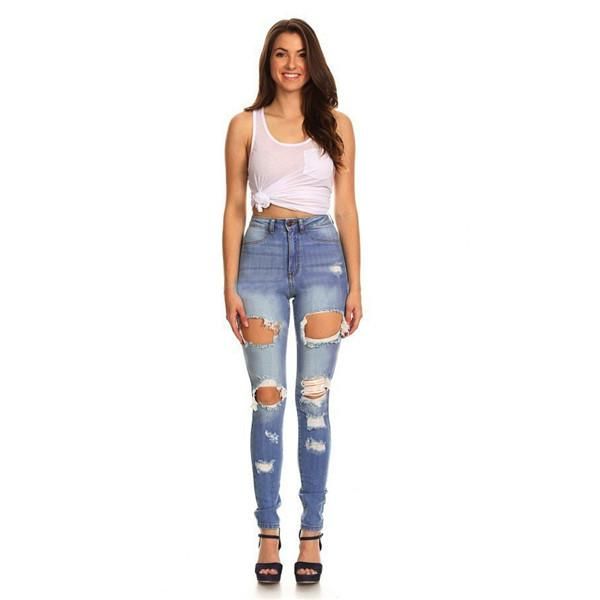 new women's fashion ragged jeans, tight-fitting denim jeans, ripped women's jeans mid-waist stretch slim fit, women's je, Blue
new women's fashion ragged jeans, tight-fitting denim jeans, ripped women's jeans mid-waist stretch slim fit, women's je, Blue