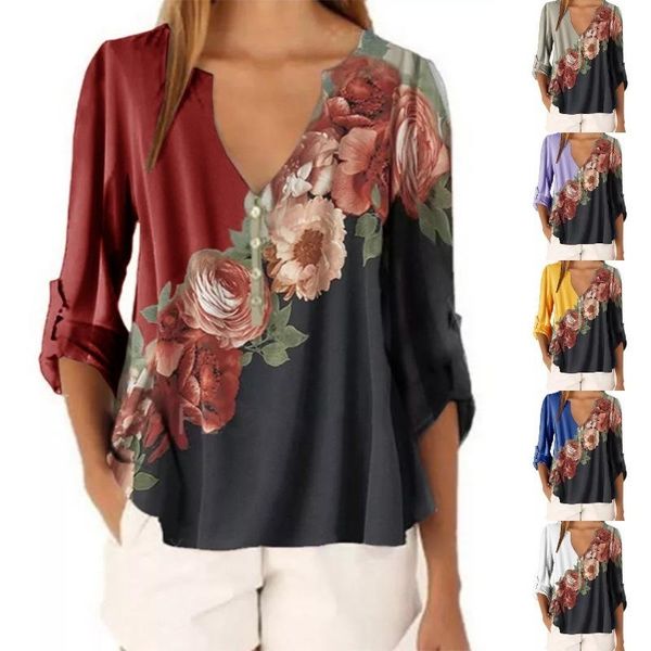 flower print patchwork elegant half sleeve woman blouse shirt loose v neck female tee shirts ladies workwear plus size 5xl, White
flower print patchwork elegant half sleeve woman blouse shirt loose v neck female tee shirts ladies workwear plus size 5xl, White