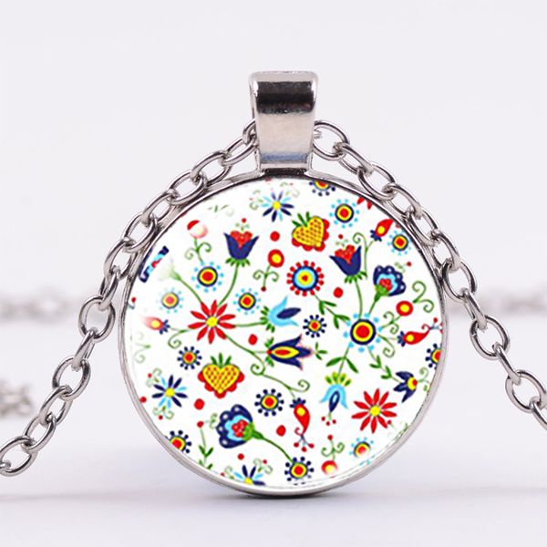 charm bohemian flower printed necklace polish folk art patterns handmade crystal pendant long chain women party necklaces, Silver
charm bohemian flower printed necklace polish folk art patterns handmade crystal pendant long chain women party necklaces, Silver