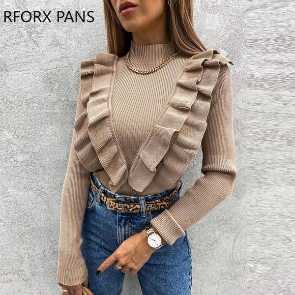 women's sweaters ruffles hem high neck long sleeve sweater spring sweet women top, White;black
women's sweaters ruffles hem high neck long sleeve sweater spring sweet women top, White;black
