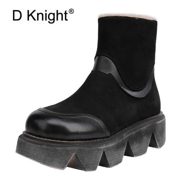 women snow boots 100% genuine cowhide leather ankle boots for woman wedge warm winter thick high heel platform woman shoes, Black
women snow boots 100% genuine cowhide leather ankle boots for woman wedge warm winter thick high heel platform woman shoes, Black