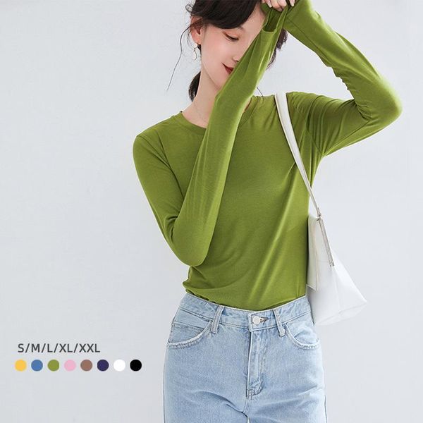 women's t-shirt 2021 spring t shirt women long sleeve bottoming korean round neck pullover thin solid casual ladies y1662a, White
women's t-shirt 2021 spring t shirt women long sleeve bottoming korean round neck pullover thin solid casual ladies y1662a, White
