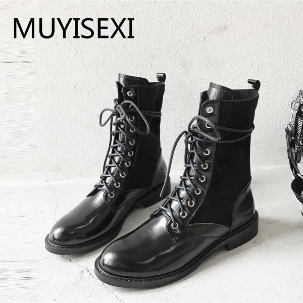 boots motorcycle lace-up flat round toe genuine leather + elastic flock western handsome design ankle am16 muyisexi1, Black
boots motorcycle lace-up flat round toe genuine leather + elastic flock western handsome design ankle am16 muyisexi1, Black