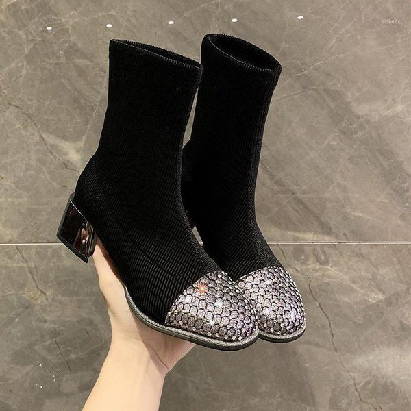 boots 2021 shoes women's ankle low heels square toe plus szie 35-43 elegant ladies comfort female slip-on stretch fabric crystal1, Black
boots 2021 shoes women's ankle low heels square toe plus szie 35-43 elegant ladies comfort female slip-on stretch fabric crystal1, Black