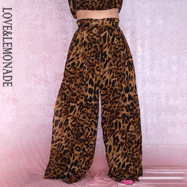 love&lemonade plus size mid-rise leopard chiffon wide leg pants lj201030, Black;white
love&lemonade plus size mid-rise leopard chiffon wide leg pants lj201030, Black;white