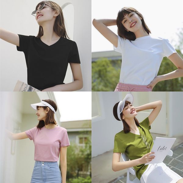 double t-shirt women's summer short sleeve simple round neck v-neck solid colorversatile and loose bottoming t-shirt cottonmercerized c, White
double t-shirt women's summer short sleeve simple round neck v-neck solid colorversatile and loose bottoming t-shirt cottonmercerized c, White