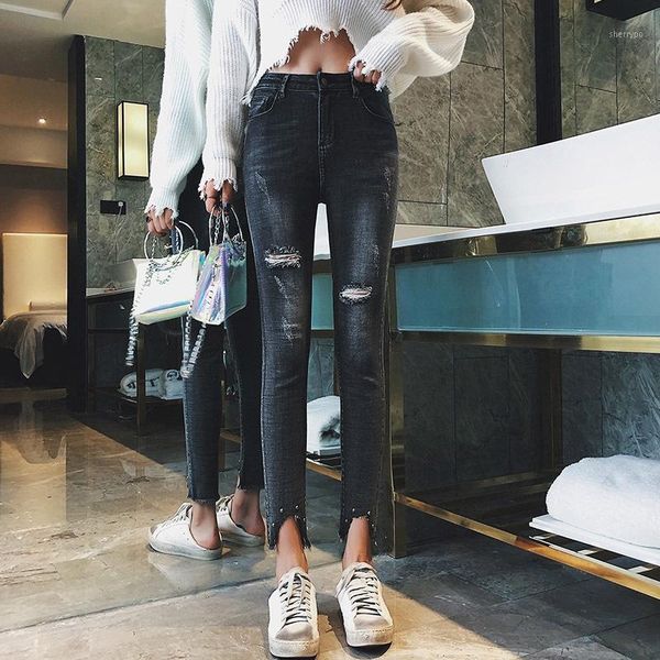 2020 women's lengthen jeans net red elastic feet pants tight skinny pencil pants hole ankle-length1, Blue
2020 women's lengthen jeans net red elastic feet pants tight skinny pencil pants hole ankle-length1, Blue