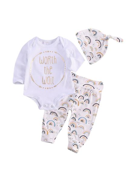 clothing sets baby boys girls fall outfits, cute long sleeve letter print romper + rainbow pants hat 3pcs set, White
clothing sets baby boys girls fall outfits, cute long sleeve letter print romper + rainbow pants hat 3pcs set, White