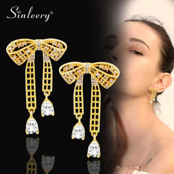 sinleery teardrop crystal solid bowknot earring for women gold color drop earrings fashion jewelry accessories es562 sso, Silver
sinleery teardrop crystal solid bowknot earring for women gold color drop earrings fashion jewelry accessories es562 sso, Silver
