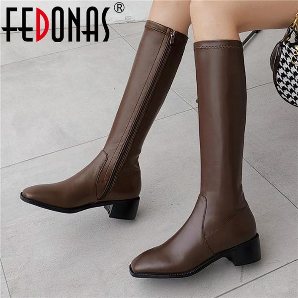 fedonas side zipper winter boots for girls winter genuine leather shoes woman heels wedding thick heels knee high boots, Black
fedonas side zipper winter boots for girls winter genuine leather shoes woman heels wedding thick heels knee high boots, Black