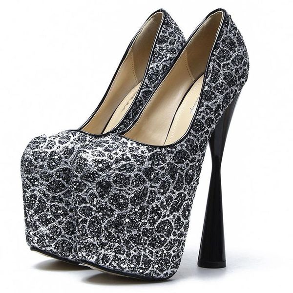 mclubgirl 2020 new super high thick heel light mouth color matching sequin nightclub women's single shoe large mjl, Black
mclubgirl 2020 new super high thick heel light mouth color matching sequin nightclub women's single shoe large mjl, Black