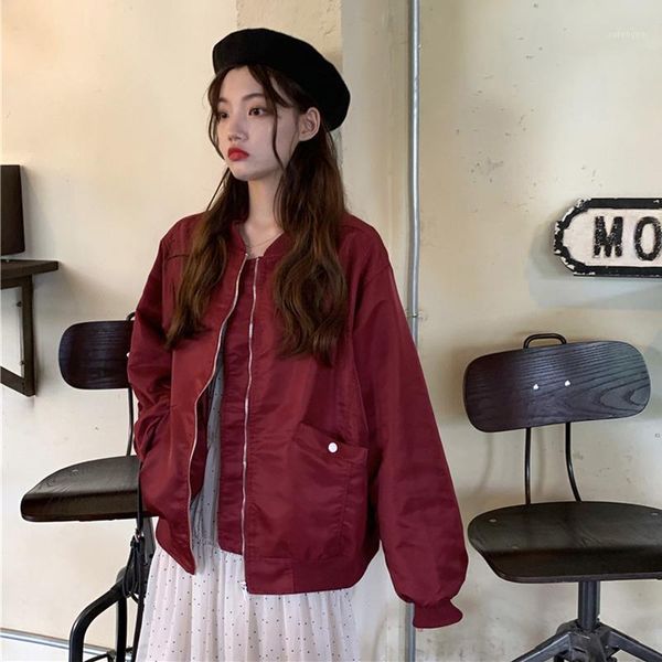 spring and autumn new loose bf wind stand collar zipper long sleeve jacket female baseball uniform women jacket1, Black;brown
spring and autumn new loose bf wind stand collar zipper long sleeve jacket female baseball uniform women jacket1, Black;brown