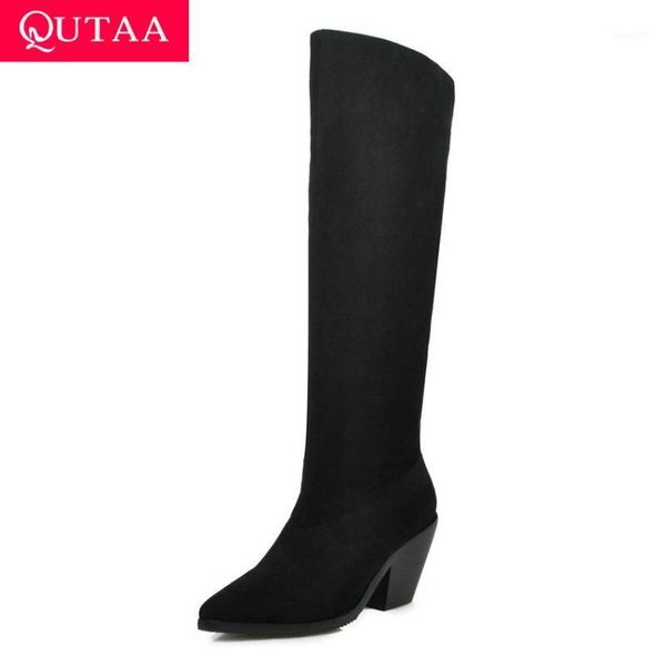 boots qutaa 2021 knee high square heel stretch flock slip on casual women shoes elegant pointed toe winter size 34-431, Black
boots qutaa 2021 knee high square heel stretch flock slip on casual women shoes elegant pointed toe winter size 34-431, Black