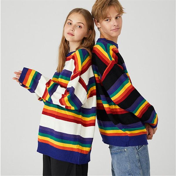 2020 autumn new mens flame colorful striped oversized sweaters knitwear men women couple loose pullover knitted sweter truien, White;black
2020 autumn new mens flame colorful striped oversized sweaters knitwear men women couple loose pullover knitted sweter truien, White;black