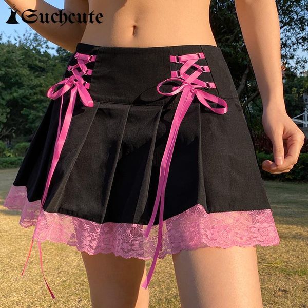 suchcute pink lace patchwork 2000s aesthetic mini skirts for women dark academia fashion lace up pleated skirts party clubwear, Black
suchcute pink lace patchwork 2000s aesthetic mini skirts for women dark academia fashion lace up pleated skirts party clubwear, Black