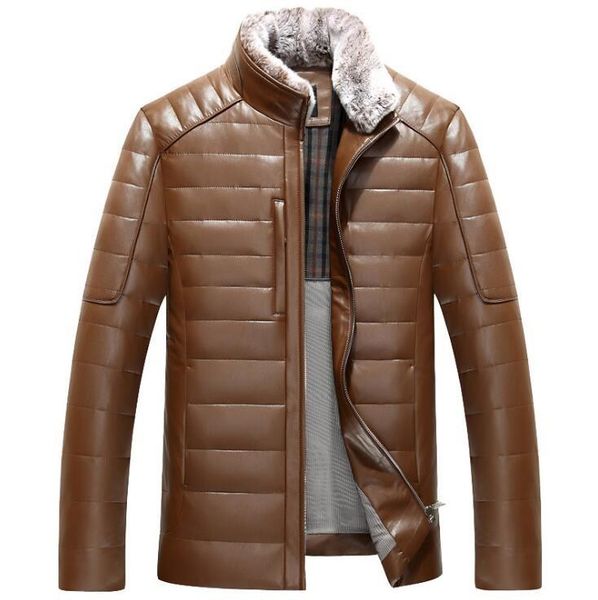 men's fur & faux down men winter jacket mens short business casual slim stand collar clothes thick male leather outerwear, Black
men's fur & faux down men winter jacket mens short business casual slim stand collar clothes thick male leather outerwear, Black