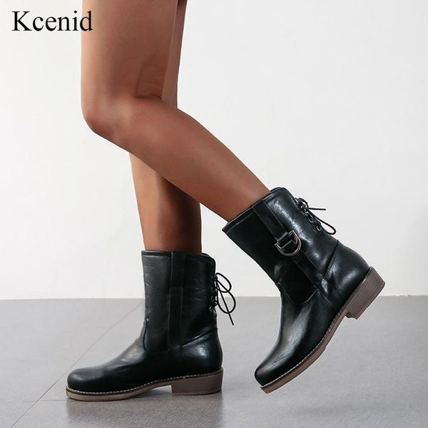 kcenid autumn winter retro women boots pu leather ankle boots round toe lace-up vintage motorcycle booties ladies shoes woman, Black
kcenid autumn winter retro women boots pu leather ankle boots round toe lace-up vintage motorcycle booties ladies shoes woman, Black
