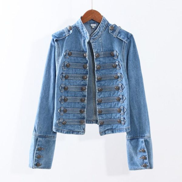 #3184 spring autumn blue black punk short denim jacket women long sleeves slim jeans jacket buttons punk streetwear denim coat1, Black;brown
#3184 spring autumn blue black punk short denim jacket women long sleeves slim jeans jacket buttons punk streetwear denim coat1, Black;brown