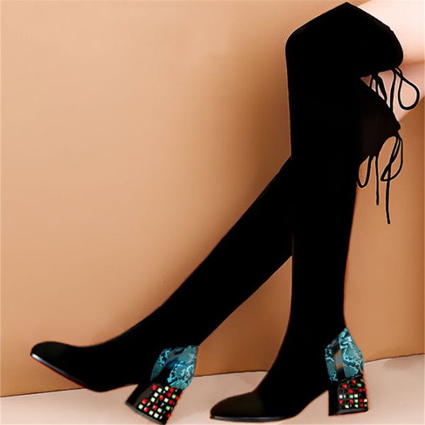 female 2021 new winter stretching thin strass on the knee heel women's high heels mujer 34-41 boots 1swm, Black
female 2021 new winter stretching thin strass on the knee heel women's high heels mujer 34-41 boots 1swm, Black