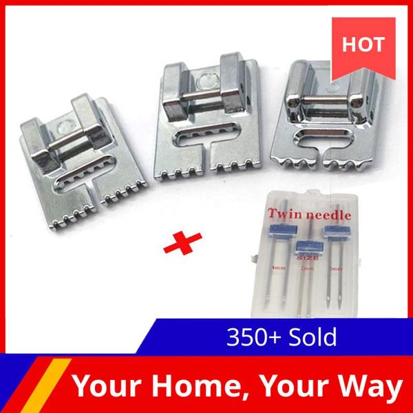 3 pcs double twin needles pins (3 size mixed 2.0/90 3.0/90 4.0/90) with 3pcs groove pintuck presser foot sewing machine ac, Black
3 pcs double twin needles pins (3 size mixed 2.0/90 3.0/90 4.0/90) with 3pcs groove pintuck presser foot sewing machine ac, Black
