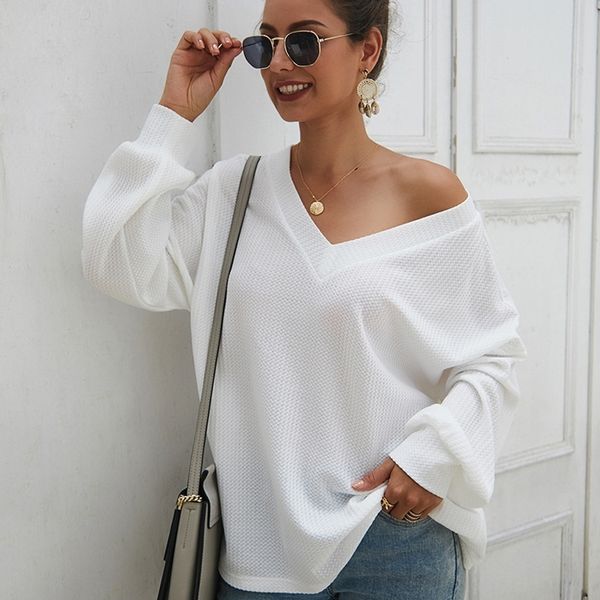 meyooe women sweater autumn winter v neck long sleeve off shoulder loose solid pullover sweater for women jumper femme y200910, White;black
meyooe women sweater autumn winter v neck long sleeve off shoulder loose solid pullover sweater for women jumper femme y200910, White;black